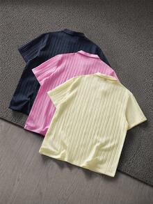 Manfinity VCAY 3pcs/Pack Summer Men's Minimalist Ice Silk Feel Short Sleeve Polo Shirts - Multicolor - View 2