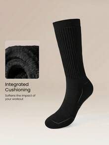 GLOWMODE Cozy Cotton-Blend Slouch Daily Support Socks - Black + khaki - View 4