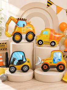 MINKOJA 4pcs NEW Design Excavator Bulldozer Foil Balloon For Construction Theme Birthday Party Decorations Supplies, Baby Shower Birthday Decorating Balloons, Party Supplies - View 2