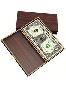 1PC Lockable Natural Wood Single Compartment Coin Money Storage Box Tray With Secure Lockable Lid Home Office Desk Organization Case For Cash Currency Gift For Adults - A - View 2
