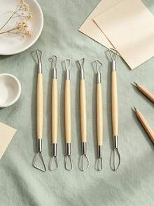 Bộ 6/11 dụng cụ làm gốm đất sét, bộ dập nổi và điêu khắc đất sét kèm dao cạo tạo hình nghệ thuật, phụ kiện thủ công làm mô hình gốm DIY - Bộ - Xem 7