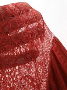DAZY 3-Piece Women's Lace Patchwork Camisole, Robe And Long Pants Pajama Set - Orange - View 6