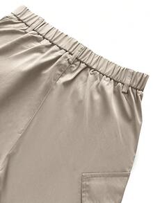 Manfinity Homme Celana Pria Berikat Kantong Zip Plain Casual - Khaki - View 5
