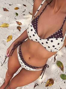 Swim Vcay 女款2件式夏季海灘套裝，多色隨機印花肩帶上衣2合1與比基尼泳褲2合1泳衣 - 彩色 - 查看 5