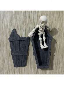 POKOJA LAND Halloween Skeleton Coffin Decor, Cute Boxed Posable Figurine, Mini Decorative Model Set, Halloween Party Tabletop Decor, Holiday Home Accents, Ideal As Halloween Gift For Friends - Multicolor - View 9