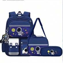 1SET 3PCS Astronaut Backpack Set - Large Capacity Multi Compartment Crossbody Bag With Matching Pencil Case Hanging Charm For School Travel - Sets - View 14