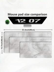 1pc Durable Washable Anti-Slip Rubber Mouse Pad, White And Gray Marble Design, Can Be Used As Keyboard Protector, Suitable For Office, Computer And Gaming, Waterproof And Durable - multicolor - View 7