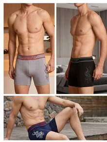6 Pieces/Package And Comfortable Boxer Shorts With Lettering Print For Men - Multicolor C - View 3
