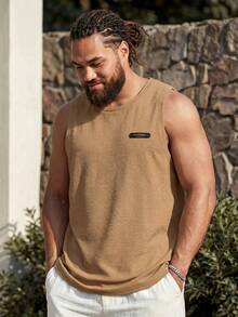 EASEVO Men's Plus Size Summer Casual Versatile Tank Top - Khaki - View 1