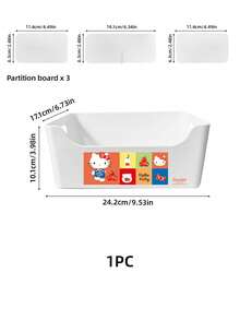 HELLO KITTY AND FRIENDS | SHEIN 1 Buah Organizer Penyimpanan Meja Plastik Multi-Grid Hello Kitty, Wadah Meja Terbagi dengan Pegangan Samping, Tempat Penyimpanan Alat Tulis, Kosmetik, dan Kabel Kartun Lucu Berlisensi, Kotak Penyimpanan Putih Kokoh untuk Meja Belajar, Kamar Tidur, Kantor, Hadiah untuk Anak Perempuan dan Remaja - MultiWarna - View 9
