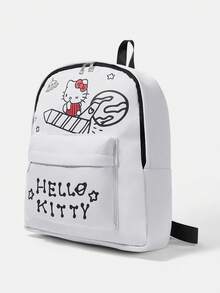 HELLO KITTY AND FRIENDS | SHEIN 白色空間主題印花後背包，多口袋可調節肩帶後背包 - 白色 - 查看 4