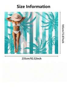 1 Piece 185x235CM Striped Coconut Tree Pattern Waterproof Sand Proof Beach Blanket Lightweight Durable For Seaside Resort Travel Camping Outdoor Picnic Mat Essential Must Have - Multicolor - View 4