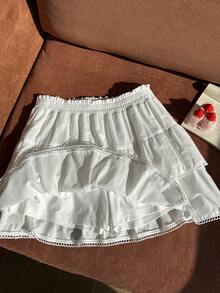 Comfortcana Plus Size Cotton White Cake Mini Skirt Vacation Summer Cute Kawaii Formal Fancy Elegant - White - View 1