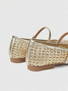 Sleekvia Women's New Flat Shoes With Woven Upper, French Elegant Casual Flat Shoes - Gold - View 8