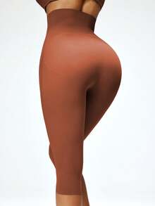 SHEIN Women's Shaping Capris - Brown - View 2