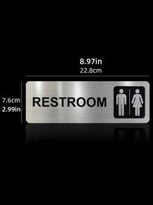1PC Brushed Stainless Steel Self Adhesive Wall Mounted Rustproof Waterproof Fade Resistant Silver Male Female Restroom Sign For Commercial Office Restaurant Store Hotel Public Bathroom Toilet Door Indicator Plaque - Silver - View 2