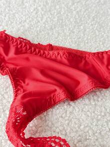 Moireta 3pack Contrast Lace Thong Set - MultiWarna - View 4