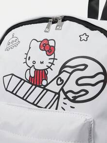 HELLO KITTY AND FRIENDS | SHEIN 白色空間主題印花後背包，多口袋可調節肩帶後背包 - 白色 - 查看 5