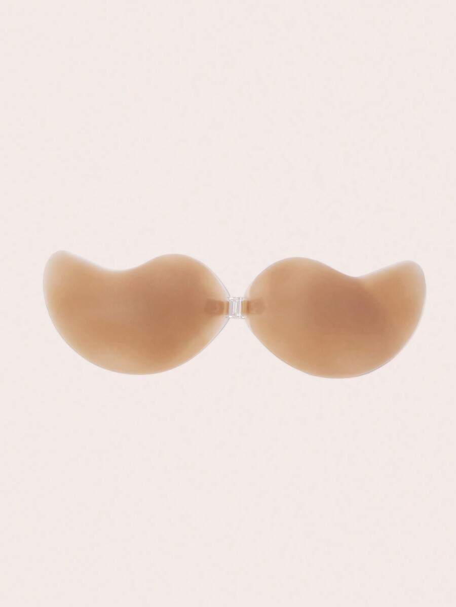 SHEIN Sujetador adhesivo sin tirantes con efecto push-up 1 pieza, sujetador adhesivo invisible sin espalda color mango, adecuado para vestidos de gala, citas, bodas, viajes, - Marrón - Ver 1