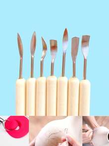 Bộ 6/11 dụng cụ làm gốm đất sét, bộ dập nổi và điêu khắc đất sét kèm dao cạo tạo hình nghệ thuật, phụ kiện thủ công làm mô hình gốm DIY - Bộ - Xem 2