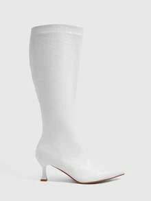 CUCCOO SZL Women's Fashion Pointed Toe Knee-High High Heel Boots For Christmas Valentine's Day Spring Shoes - White 12 # - View 2