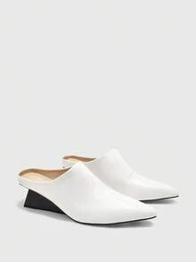 CUCCOO BIZCHIC Women Shoes Fashion Versatile Commuter Pointed Wedge Heel Shoes - White - View 3