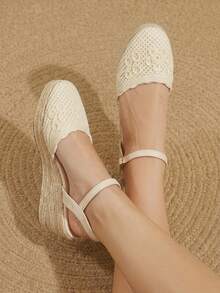Styleloop Women's Shoes, Beige, Woven Hemp Rope Straw Shoes, Wedge Heel Platform Sandals, Height-Enhancing Holiday Bohemian Wear - Beige - View 9
