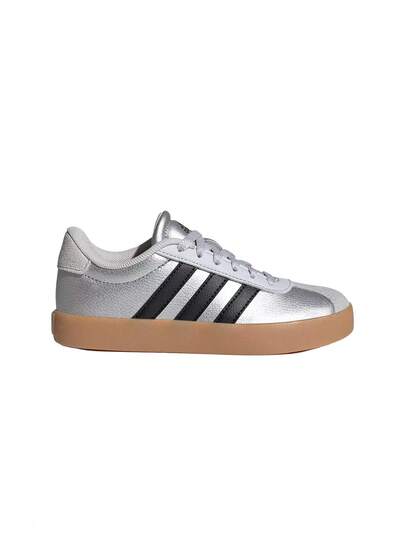 Adidas VL Court 3.0 Skateboarding Kids Shoes Silver Metallic / Core Black / Light Solid Grey IH3958