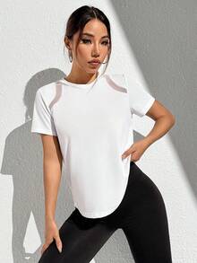 Easithlete Easithlete 字母和条纹印花无袖圆领运动 T 恤，夏季健身背心，女式健身衫 - 白色 - 查看 3