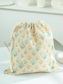 [Tas Motif Bunga Menawan] Tas Serut Motif Bunga Cerah 1 buah - Kantong Hadiah & Penyimpanan Kain Menawan dengan Motif, Sempurna untuk Perhiasan, Kosmetik, Perlengkapan Perjalanan & Pengorganisasian Rumah - MultiWarna - View 14