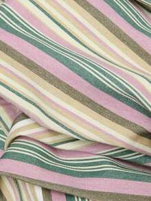 Nöista Multicolour Vertical-Stripe Wide-Leg Trousers With Front Patch Pockets. Everyday Outfits, Casual, College, Day-To-Night, Fall, Autumn, Winter. - Pink - View 14
