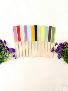 Portable Foldable Bamboo Hand Fan, Decorative Fan For Summer Outdoor Wedding Party Church Decor, Home Decor, Commute, Elegant Ladies Gift, Fashion Accessory, - Multicolor - View 2