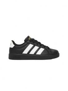 Adidas أحذية ستريت توك للأطفال أسود أساسي أبيض فوتوير ذهبي معدني JS5053 - أبيض وأسود - مشاهدة 1