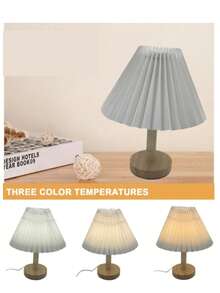 1PC USB Three-Color Dimmable Pleated Table Lamp, Creative & Minimalistic Modern Night Light For Bedside, Romantic And Warm - White - View 6