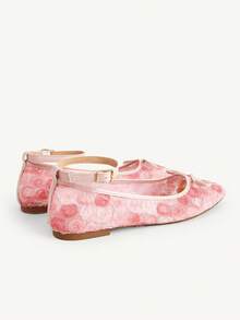 CUCCOO CHICEST 女款時尚休閒通勤金屬色平底鞋 情人節款 - 粉色玫瑰花 - 查看 4