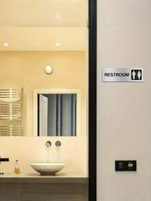 1PC Brushed Stainless Steel Self Adhesive Wall Mounted Rustproof Waterproof Fade Resistant Silver Male Female Restroom Sign For Commercial Office Restaurant Store Hotel Public Bathroom Toilet Door Indicator Plaque - Silver - View 5