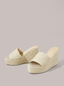 Styleloop Women's Wedge Heel Platform Sandals, Bohemian, Beach Vacation, Western Wind, Summer Wear, Travel Essentials - Apricot - View 2