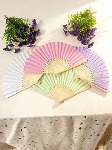 Portable Foldable Bamboo Hand Fan, Decorative Fan For Summer Outdoor Wedding Party Church Decor, Home Decor, Commute, Elegant Ladies Gift, Fashion Accessory, - Multicolor - View 7