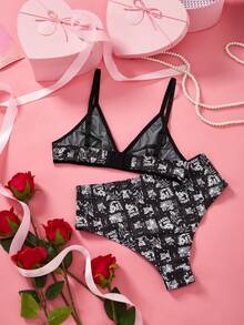 TOM & JERRY X SHEIN Comfortable Cartoon Print Underwear Set - Multicolor - View 2