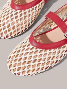 Styleloop Sepatu Flat Wanita, Gaya Bohemian, Liburan Pantai, Gaya Barat, Pakaian Musim Panas, Perlengkapan Perjalanan - Merah - View 6