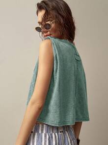 Bohemela Áo tank top không tay cổ tròn dành cho nữ đi nghỉ mát - Màu xanh lá cây đậm - Xem 2