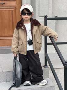 Dazy Kids Young Boy Fashion Versatile Button & Zipper Long Sleeve Padded Coat Winter - Khaki - View 6