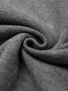 GlowEve CURVE Plus Size Casual Colorblock Button Round Neck Long Sleeve Cardigan - Grey - View 6