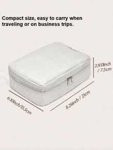 1 pieza Bolsa de almacenamiento de poliéster, Bolsa de almacenamiento de artículos de tocador portátil minimalista, Ideal para empacar cosméticos y artículos esenciales de viaje, Vibras bohemias - Gris Claro - Ver 8