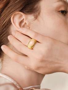 MOTF PREMIUM Anillo de moda exquisito con piedra preciosa rosa chapado en oro de 18K - Amarillo Oro - Ver 9