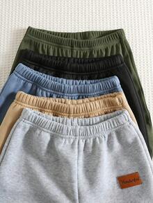 SHEIN 5件組 5Young Boy 寬鬆運動長褲，百搭休閒褲，適合春、秋、冬，適用於學校、居家、外出，多件裝 - 彩色 - 查看 4