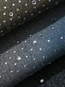 DAZY Women's Loose Gradient Rhinestone Korean Style Casual Y2k 2000s Girly Washed Pants Going Out Night Fall - Blue - View 3