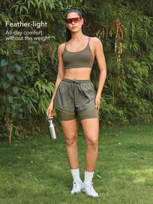 OutZeal Women Outdoor Shorts Hiking Camping Lightweight 2-In-1 Built-In Shorts - Army Green - View 3