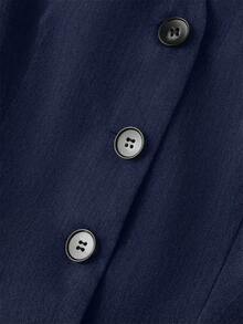 Franclia Women's Solid Color Elegant Office Commute Suit Set - Navy Blue - View 7