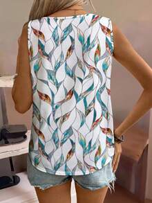 SHEIN LUNE CURVE 大尺碼女款全印花休閒百搭日常上衣 - 彩色 - 查看 2